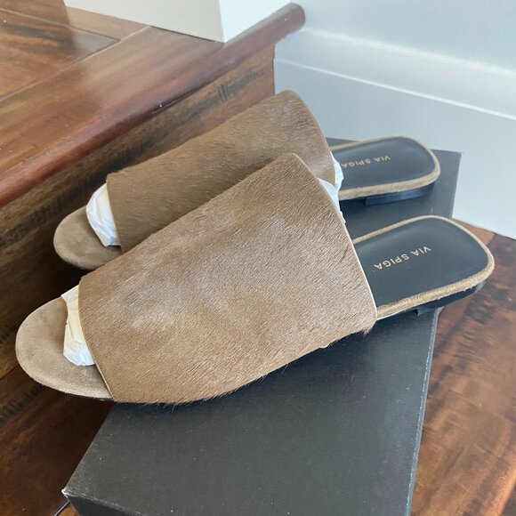 Via Spiga Heather Calf Hair Slide Sandals 7 - Picture 2 of 7